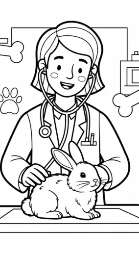 tranh tô màu bác sĩ thú y cho bé 6 tuổi chất lượng cao