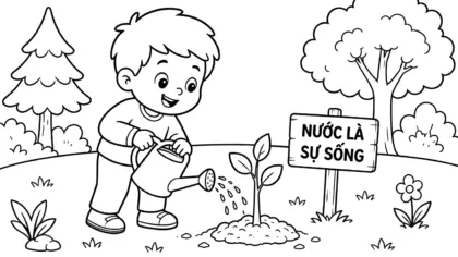 hình tô màu bảo vệ rừng cho bé 7-8 tuổi