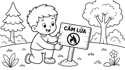 hình tô màu bảo vệ rừng cho bé 4 tuổi
