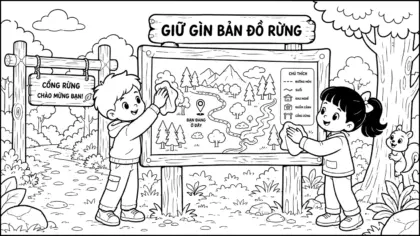 file tranh tô màu bảo vệ rừng cho bé in