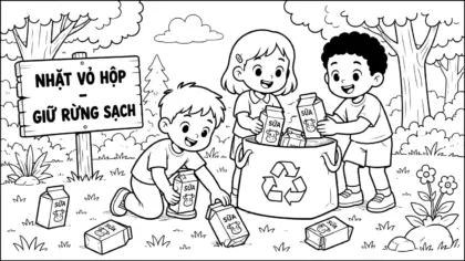 tranh tô màu bảo vệ rừng cho bé