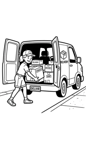 tranh tô màu người vận chuyển cho bé 4 tuổi