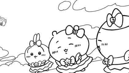 hình tô màu Coloriage Chiikawaaa cho bé 8 tuổi chất lượng cao