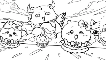 in hình tô màu Coloriage Chiikawaaa cho bé 3 tuổi