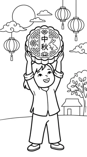 in tranh tô màu Tranh Tô Màu Bánh Trung Thu 20 cho bé