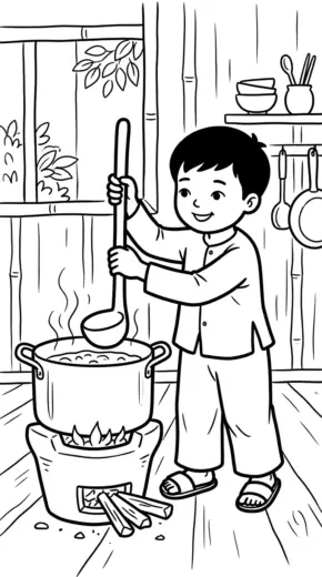hình tô màu Tranh Tô Màu Cái Nồi 4 cho bé 5 tuổi