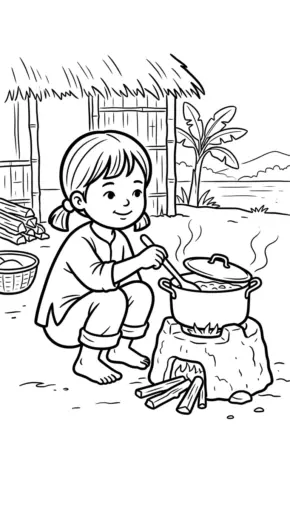 hình tô màu Tranh Tô Màu Cái Nồi 5 cho bé 5 tuổi chất lượng cao