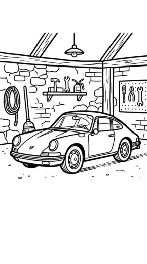 tranh tô màu Tranh Tô Màu Porsche 17 cho bé 8 tuổi