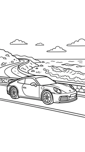 in tranh tô màu Tranh Tô Màu Porsche 19 cho bé 6 tuổi