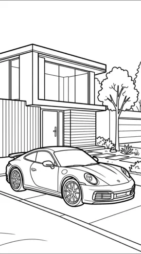 tải hình tô màu Tranh Tô Màu Porsche 20 cho bé 8 tuổi