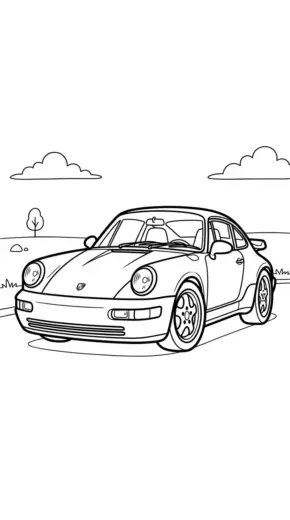 in tranh tô màu Tranh Tô Màu Porsche 32 cho bé 3 tuổi