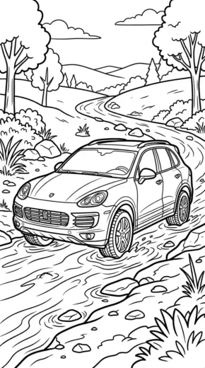tải tranh tô màu Tranh Tô Màu Porsche 33 cho bé 6 tuổi