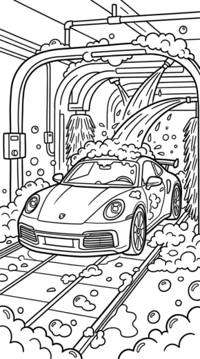 tải tranh tô màu Tranh Tô Màu Porsche 4 cho bé 3 tuổi