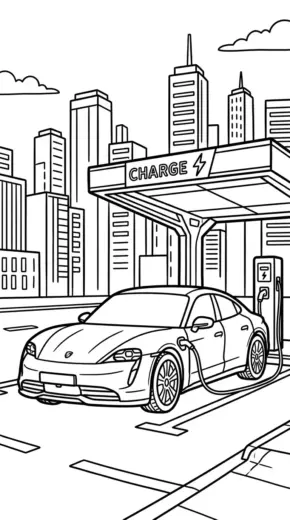 tranh tô màu Tranh Tô Màu Porsche 7 cho bé mới nhất