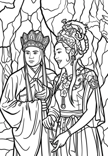 in hình tô màu Tranh tô màu Tây Du Kí 16 cho bé 6 tuổi