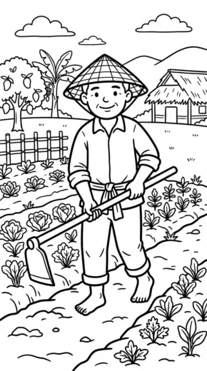 tải tranh tô màu tranh tô màu Cái Cuốc 7 cho bé 5 tuổi