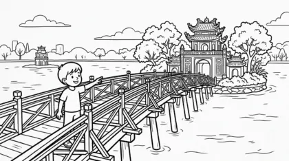 in hình tô màu tranh tô màu Cầu Thê Húc 11