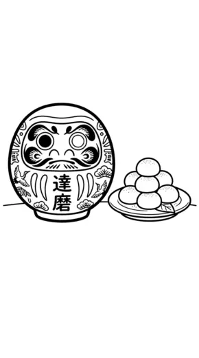 hình tô màu Daruma cho bé 7-8 tuổi
