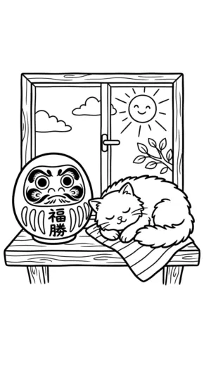 mẫu hình tô màu Daruma cho bé