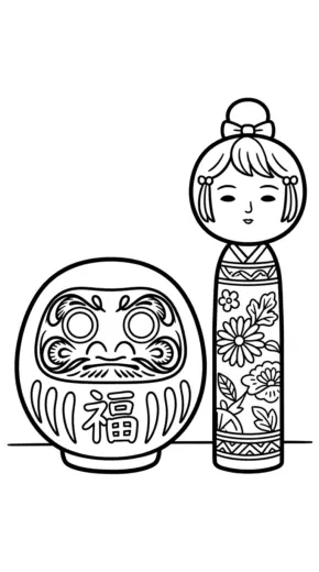 hình tô màu Daruma cho bé 6 tuổi