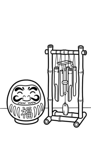 hình tô màu Daruma cho bé 6 tuổi