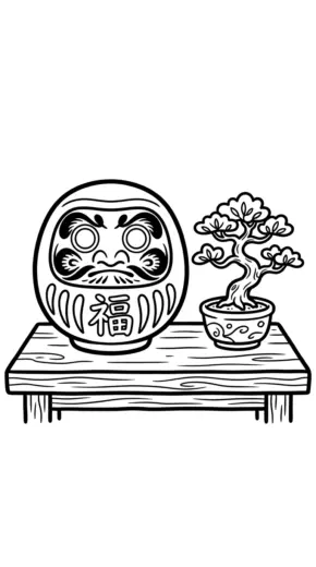in hình tô màu Daruma cho bé 6 tuổi