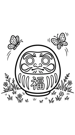 mẫu tranh tô màu Daruma cho bé
