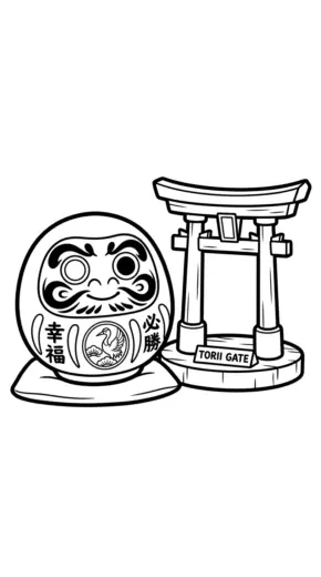 in hình tô màu Daruma cho bé 6 tuổi