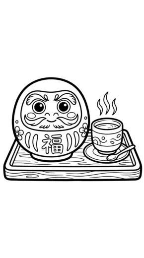 file hình tô màu Daruma cho bé 4-5 tuổi