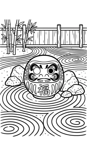 tranh tô màu Daruma cho bé 6 tuổi