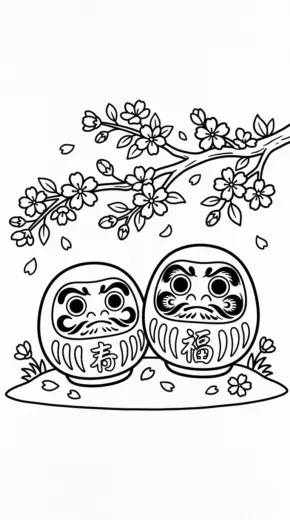 hình tô màu Daruma rõ nét