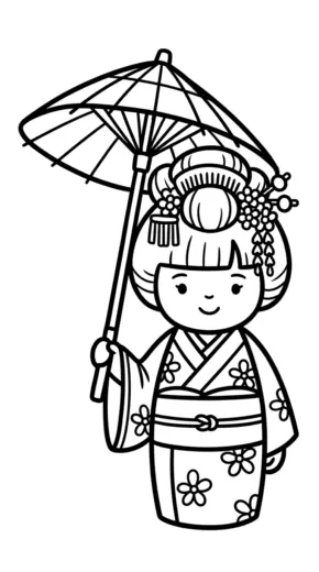 tải file hình tô màu Kokeshi