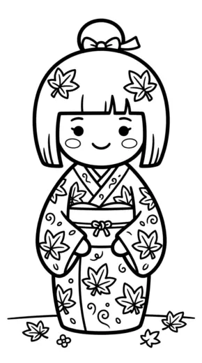 tải tranh tô màu Kokeshi chất lượng cao