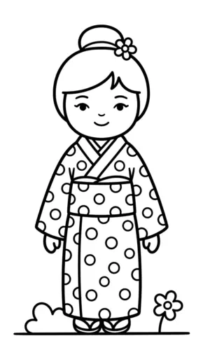 tải tranh tô màu Kokeshi cho bé 6 tuổi