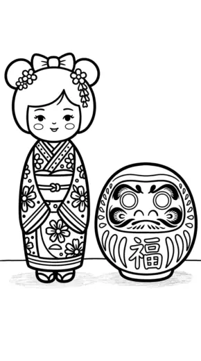 hình tô màu Kokeshi cho bé 6 tuổi