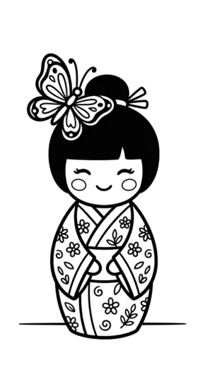 tải hình tô màu Kokeshi chất lượng cao