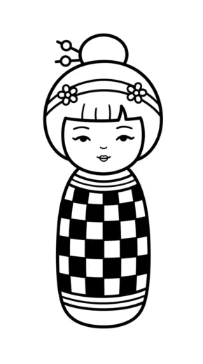 hình tô màu Kokeshi tập tô