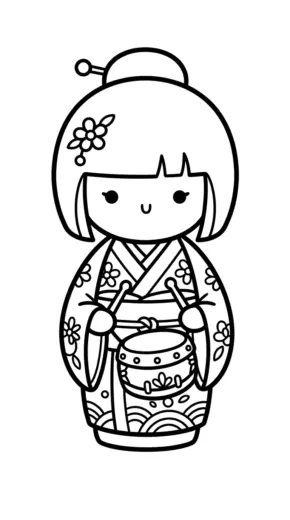 tải hình tô màu Kokeshi pdf