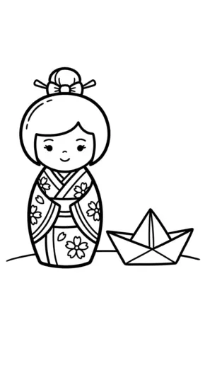 tranh tô màu Kokeshi tập tô