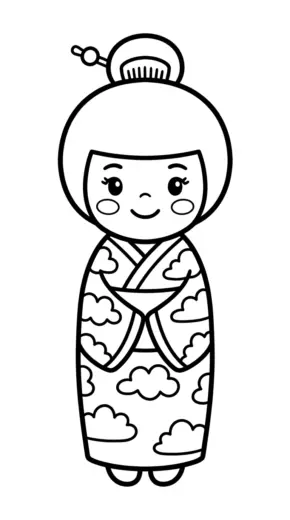 in hình Kokeshi cho bé tập tô