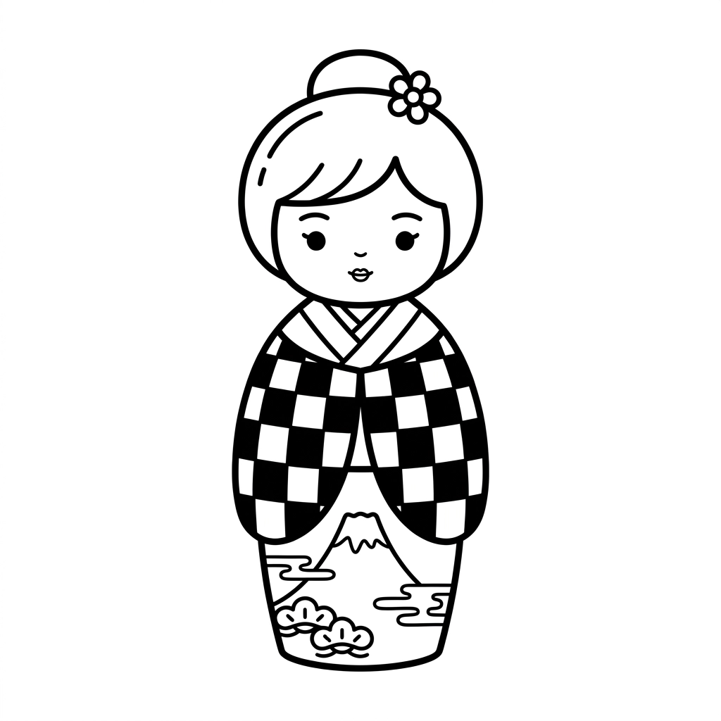Tranh tô màu Kokeshi