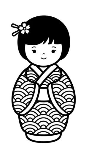 hình tô màu Kokeshi cho bé tải về