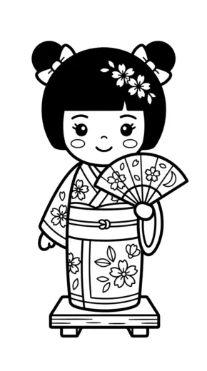 tải hình tô màu Kokeshi chất lượng cao