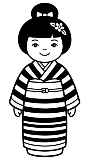 mẫu hình tô màu Kokeshi cho bé