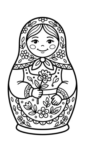 hình tô màu Matryoshka cho bé 5 tuổi