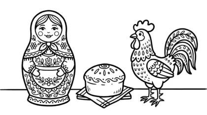 in tranh tô màu Matryoshka