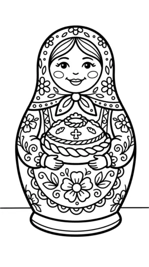 file tranh tô màu Matryoshka cho bé in