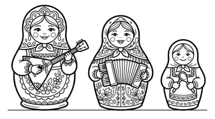 hình tô màu Matryoshka tập tô