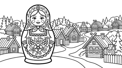 hình tô màu Matryoshka cho trẻ em