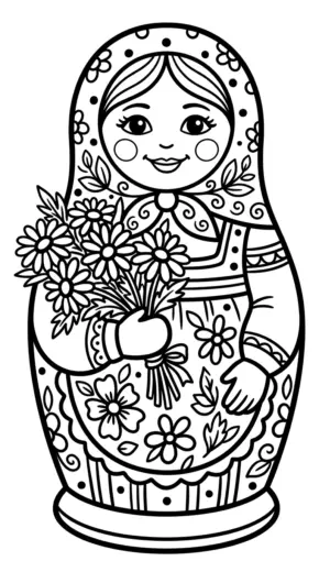 tranh tô màu Matryoshka cho bé 8 tuổi chất lượng cao